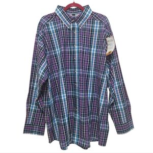 NEW Ariat Pro Series Katin LS Shirt 2XL Purple Blue Plaid Ranch Western Cowboy